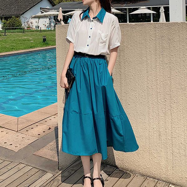casual dresses elegant fake two pieces women button solid midi females design korean style short sleeve summer uez1, Black;gray
casual dresses elegant fake two pieces women button solid midi females design korean style short sleeve summer uez1, Black;gray