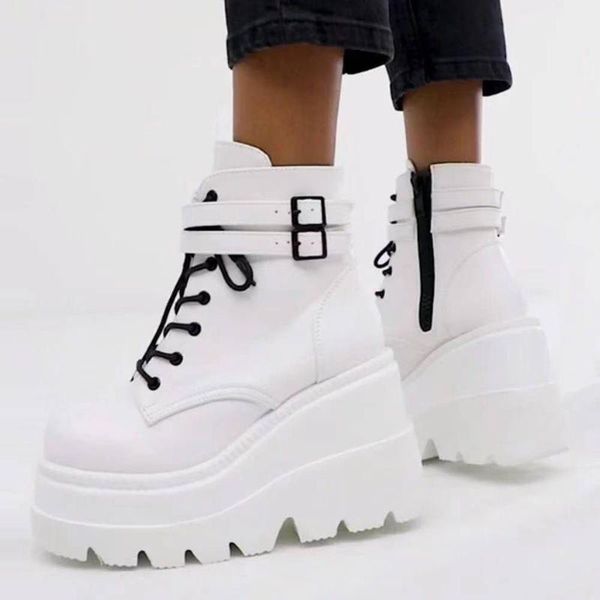 boots large size women double buckle platform zipper wedges thick heel light weight color changing shoes, Black
boots large size women double buckle platform zipper wedges thick heel light weight color changing shoes, Black
