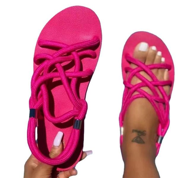 european and american flat-soled women's shoes rope set foot beach sandals large size summer, Black
european and american flat-soled women's shoes rope set foot beach sandals large size summer, Black