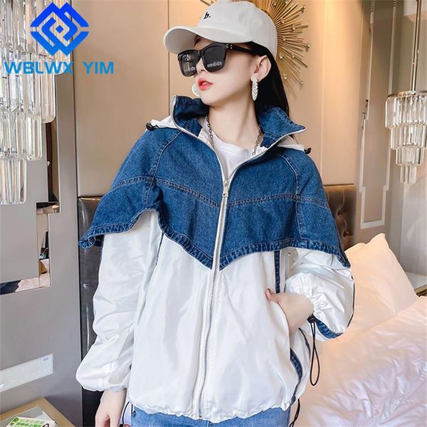 women's jackets denim spliced women pocket zipper fashion patchwork hooded bomber jacket female autumn loose outerwear streetwear, Black;brown
women's jackets denim spliced women pocket zipper fashion patchwork hooded bomber jacket female autumn loose outerwear streetwear, Black;brown