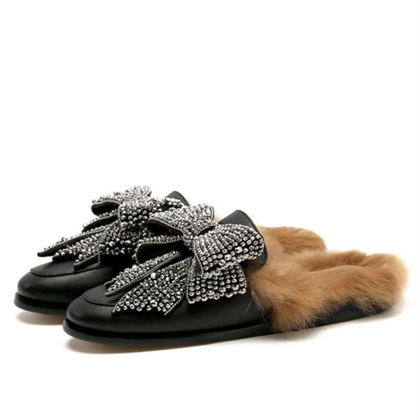 slippers crystal bowknot women winter fur flat shoes woman fashion outside slides female mules laxy loafers casual flats, Black
slippers crystal bowknot women winter fur flat shoes woman fashion outside slides female mules laxy loafers casual flats, Black