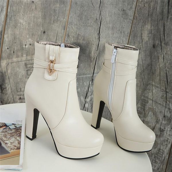 white ankle boots women platform short shoes fashion buckle high heels yellow autumn winter women's large size, Black
white ankle boots women platform short shoes fashion buckle high heels yellow autumn winter women's large size, Black