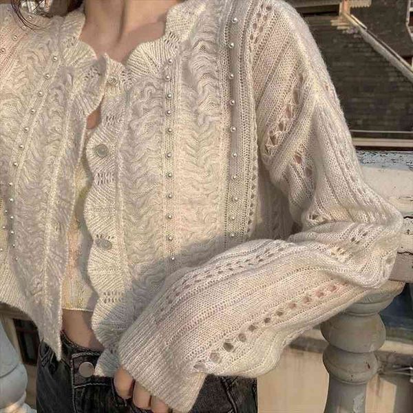 cardigans women solid retro pearls hollow out sweet princess chic kawaii all-match elegant korean style crop fairy sweater, White;black
cardigans women solid retro pearls hollow out sweet princess chic kawaii all-match elegant korean style crop fairy sweater, White;black