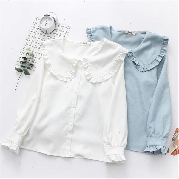 korean womens shirts spring women shirt girl cute sweet ruffles peter pan collar solid color casual blouse female pz2000, White
korean womens shirts spring women shirt girl cute sweet ruffles peter pan collar solid color casual blouse female pz2000, White