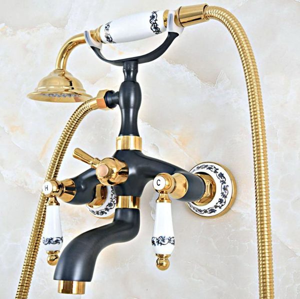 black gold color brass wall mount bathroom tub faucet dual ceramic levers telephone style hand shower clawfoot filler ana440 sets
black gold color brass wall mount bathroom tub faucet dual ceramic levers telephone style hand shower clawfoot filler ana440 sets