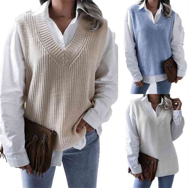 women sweater vest sleeveless loose solid v-neck fashion spring autumn jumper tanks camisole 210522, Black;white
women sweater vest sleeveless loose solid v-neck fashion spring autumn jumper tanks camisole 210522, Black;white