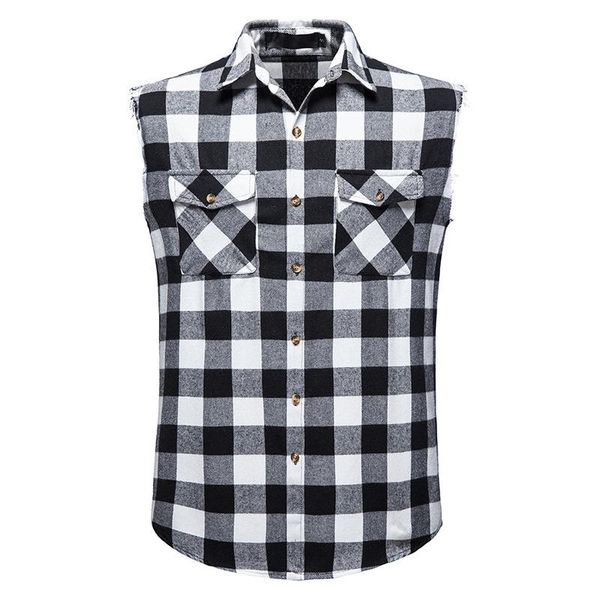 men's casual shirts sleeveless shirt men high street hip hop plaid summer brand hawaiian 2021, White;black
men's casual shirts sleeveless shirt men high street hip hop plaid summer brand hawaiian 2021, White;black