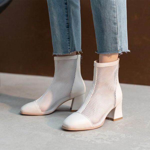 sandals women's solid color hollow high heels zipper square heel summer boots, Black
sandals women's solid color hollow high heels zipper square heel summer boots, Black