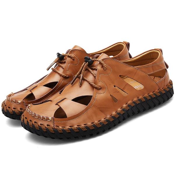 slippers summer cowhide sandals men closed-toe men's shoes genuine leather beach breathable hollow out casual, Black
slippers summer cowhide sandals men closed-toe men's shoes genuine leather beach breathable hollow out casual, Black