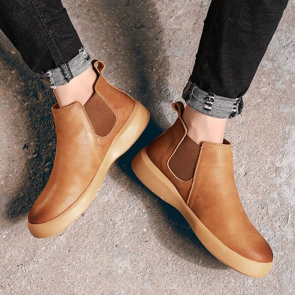 men fashion cowhide casual boots male genuine leather mid-high slip-on tooling ankle boot autumn without plush winter with plush, Black
men fashion cowhide casual boots male genuine leather mid-high slip-on tooling ankle boot autumn without plush winter with plush, Black