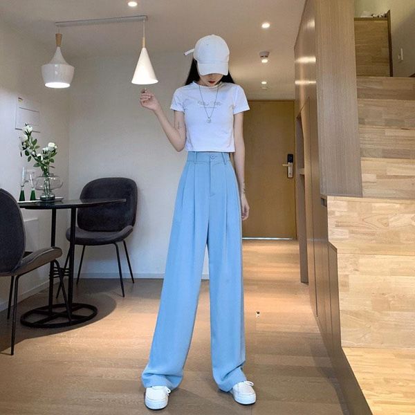 women vintage wide leg suit pants full length solid color spring summer casual fashion high waist offcie lady trousers pantalon women's, Black;white
women vintage wide leg suit pants full length solid color spring summer casual fashion high waist offcie lady trousers pantalon women's, Black;white