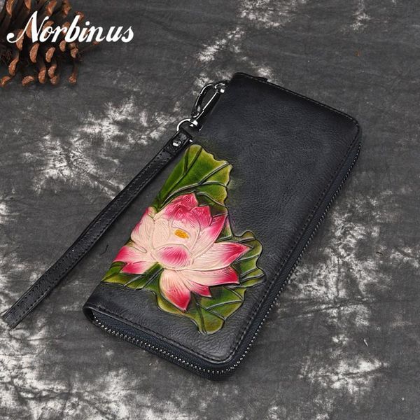 wallets norbinus genuine leather women fower wallet female embossed long real cowhide ladies clutch bags id/ holder, Red;black 
wallets norbinus genuine leather women fower wallet female embossed long real cowhide ladies clutch bags id/ holder, Red;black