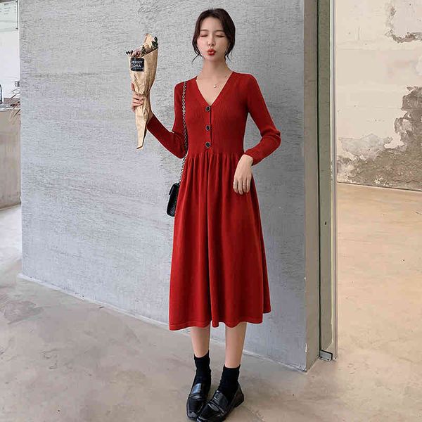s-xxl autumn winter new korean v-neck high waist sweater dress knit dress fashion a-line knitting vestidos mujer plus size 210416, Black;gray
s-xxl autumn winter new korean v-neck high waist sweater dress knit dress fashion a-line knitting vestidos mujer plus size 210416, Black;gray