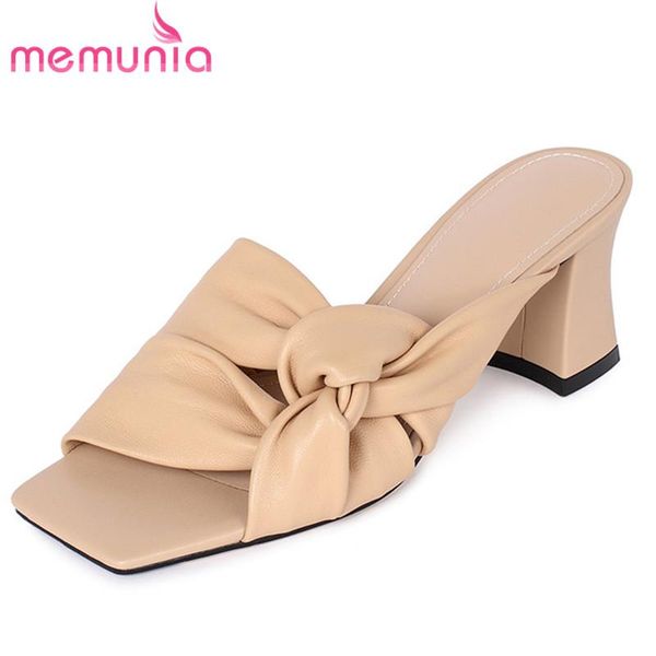 slippers memunia 2021 fashion genuine leather shoes women slipper bowknot solid colors summer square high heel female, Black
slippers memunia 2021 fashion genuine leather shoes women slipper bowknot solid colors summer square high heel female, Black