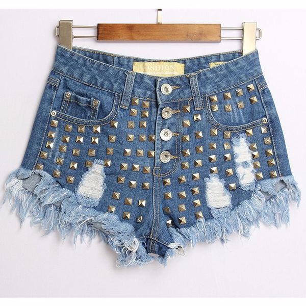 women's jeans 2021 womens fashion high waist button punk rivet studded denim short shorts for woman, Blue
women's jeans 2021 womens fashion high waist button punk rivet studded denim short shorts for woman, Blue