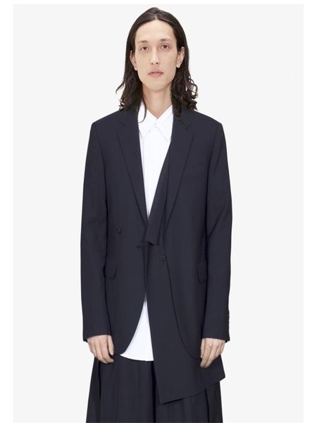 men's suits & blazers spring lapel solid color irregular splicing design fashion personality suit single button pocket loose jacket, White;black
men's suits & blazers spring lapel solid color irregular splicing design fashion personality suit single button pocket loose jacket, White;black