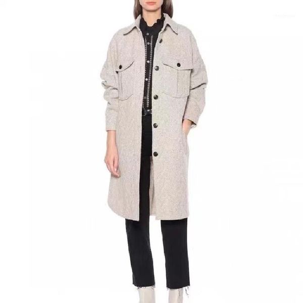 women's wool & blends autumn winter women woolen coat long sleeve single-breasted irregular with pockets and button lady fashion mid-le, Black
women's wool & blends autumn winter women woolen coat long sleeve single-breasted irregular with pockets and button lady fashion mid-le, Black