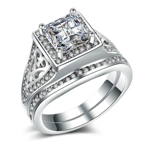wedding rings fashion romantic shiny square zircon inlaid bride princess engagement ring set, Slivery;golden
wedding rings fashion romantic shiny square zircon inlaid bride princess engagement ring set, Slivery;golden