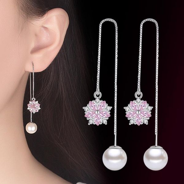 dangle & chandelier korean temperament long pearl pink zircon flower tassel earrings for women drop earring fringe earings jewelry earing br, Silver
dangle & chandelier korean temperament long pearl pink zircon flower tassel earrings for women drop earring fringe earings jewelry earing br, Silver