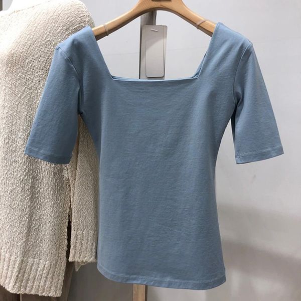 summer women's shirt korean square collar solid color slim t-shirt casual female short-sleeved lh426, White
summer women's shirt korean square collar solid color slim t-shirt casual female short-sleeved lh426, White