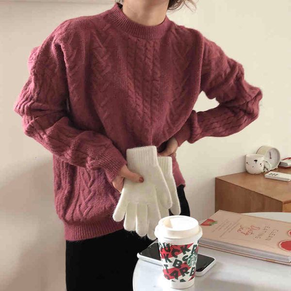 sweaters chic women sweater fashion retro solid thick o-neck knitwear loose casual office lady soft korean pullovers, White;black
sweaters chic women sweater fashion retro solid thick o-neck knitwear loose casual office lady soft korean pullovers, White;black