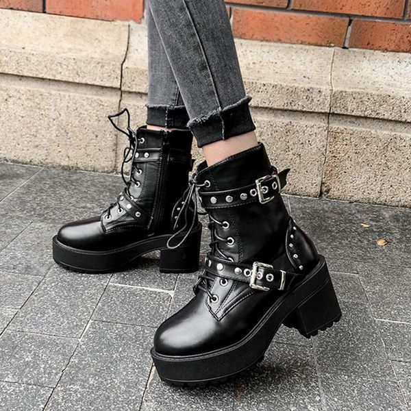 boots metal buckle punk motorcycle women 2021 winter thick platform ankle woman pu leather square heel autumn shoes, Black
boots metal buckle punk motorcycle women 2021 winter thick platform ankle woman pu leather square heel autumn shoes, Black