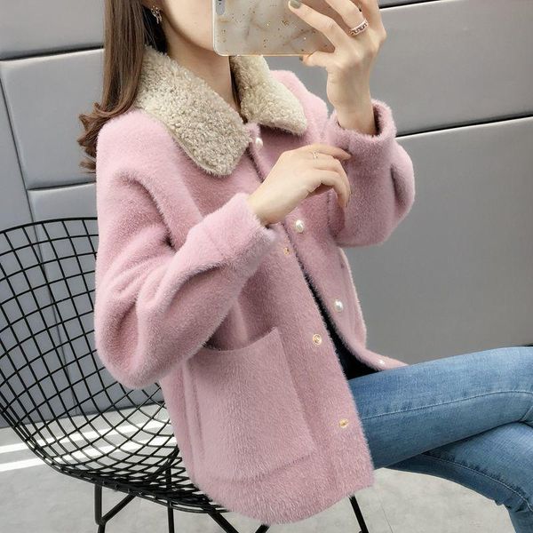 women's knits & tees korean winter thick faux mink cashmere knitted sweater women cardigan 4 color loose short big pocket knitting jack, White
women's knits & tees korean winter thick faux mink cashmere knitted sweater women cardigan 4 color loose short big pocket knitting jack, White