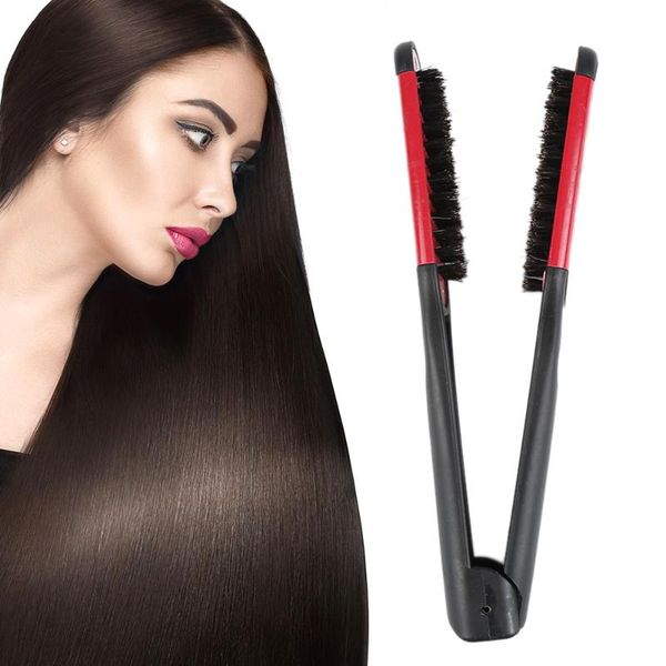 hair brushes straightener brush professional dressing straightening frosted handle hairdressing styling tool, Silver
hair brushes straightener brush professional dressing straightening frosted handle hairdressing styling tool, Silver