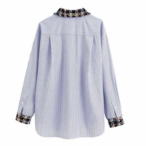 blouses little fragrance style wild long sleeves lapel single breasted women's vintage tweed stitching stripes cjic female shirt, White
blouses little fragrance style wild long sleeves lapel single breasted women's vintage tweed stitching stripes cjic female shirt, White