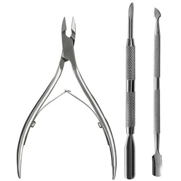 

nail art kits 3pcs/set stainless steel pusher cutter cuticle scissors trimming professional fingernail clipper manicure tools
