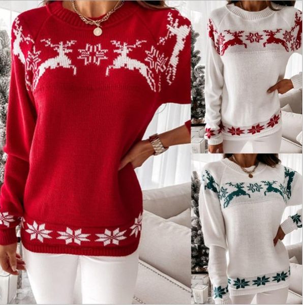 women's sweaters european and american winter christmas sweater 2021 elk local jacquard knitted long sleeve top, White;black
women's sweaters european and american winter christmas sweater 2021 elk local jacquard knitted long sleeve top, White;black