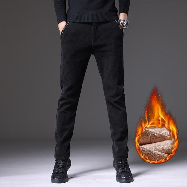 men's pants winter fleece warm casual elastic waist corduroy fashion thickened straight trousers male brand clothing, Black
men's pants winter fleece warm casual elastic waist corduroy fashion thickened straight trousers male brand clothing, Black