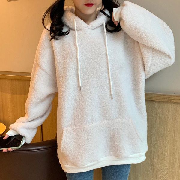 women's hoodies & sweatshirts 2022 winter lamb plush warm ladies pullover solid color white plus velvet thickening casual loose lantern, Black
women's hoodies & sweatshirts 2022 winter lamb plush warm ladies pullover solid color white plus velvet thickening casual loose lantern, Black
