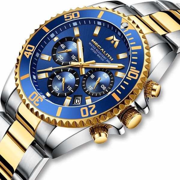 wristwatches megalith men's chronograph luxury luminous stainless steel band quartz watch man waterproof fashion business watches for m, Slivery;brown
wristwatches megalith men's chronograph luxury luminous stainless steel band quartz watch man waterproof fashion business watches for m, Slivery;brown