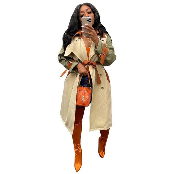 women's trench coats casual ladies windbreaker long-sleeved jacket 2021 winter european american color matching loose lace-up slim coat, Tan;black
women's trench coats casual ladies windbreaker long-sleeved jacket 2021 winter european american color matching loose lace-up slim coat, Tan;black