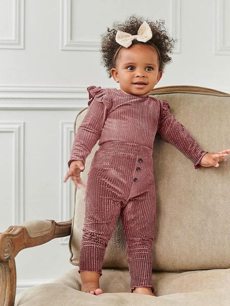 baby velvet ruffle lettuce trim with pants she, White 
baby velvet ruffle lettuce trim with pants she, White