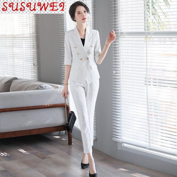 spring 2021 professional women's pants suit feminine casual striped elegant ladies blazer jacket stylish office set two piece, White
spring 2021 professional women's pants suit feminine casual striped elegant ladies blazer jacket stylish office set two piece, White