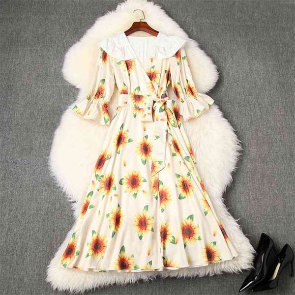 high street fashion summer designer runway dress women's half sleeve sunflower print midi 210521, Black;gray
high street fashion summer designer runway dress women's half sleeve sunflower print midi 210521, Black;gray