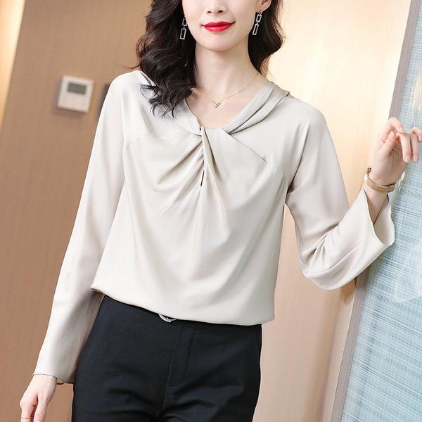 spring autumn office lady real silk shirt elegant fashion v-neck long sleeve solid blouses natural loose women blouse women's & shirts, White
spring autumn office lady real silk shirt elegant fashion v-neck long sleeve solid blouses natural loose women blouse women's & shirts, White