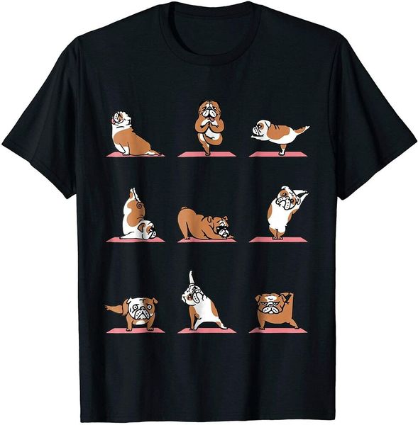english bulldog yoga puppy yoga poses and meditation t-shirt size s-5xl, White;black
