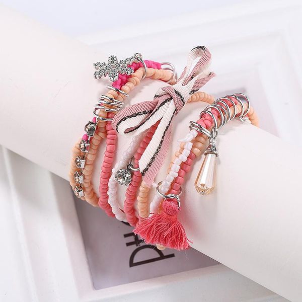 bohemia multilayer elastic tassel charm beads bracelets for women jewelry snowflake pendant femme pulseras mujer, Golden;silver
bohemia multilayer elastic tassel charm beads bracelets for women jewelry snowflake pendant femme pulseras mujer, Golden;silver