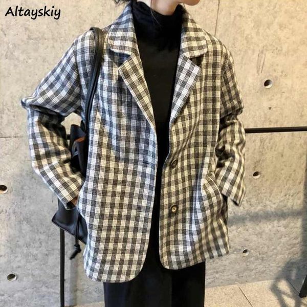 women's suits & blazers plaid women design single breasted all-match elegant outwear baggy fashion streetwear coats korean style femme, White;black
women's suits & blazers plaid women design single breasted all-match elegant outwear baggy fashion streetwear coats korean style femme, White;black