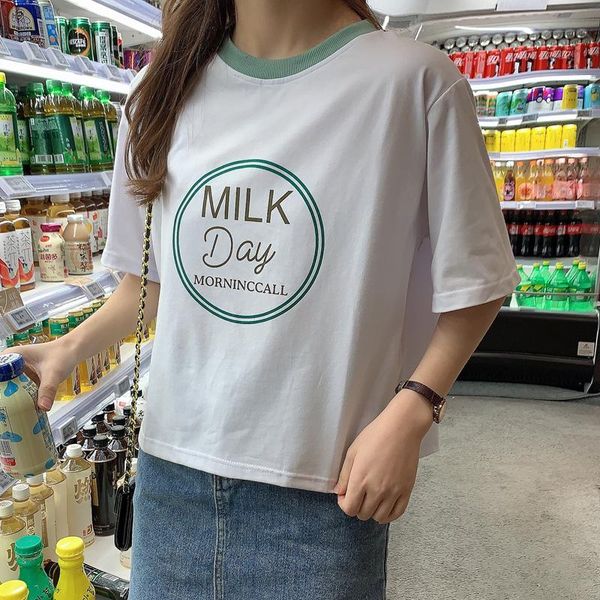 women's t-shirt round neck short sleeve comfortable fashion t shirt summer plus letter printed casual cotton tees, White
women's t-shirt round neck short sleeve comfortable fashion t shirt summer plus letter printed casual cotton tees, White