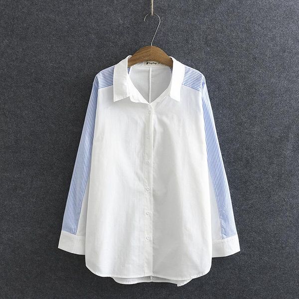 plus size xl-4xl grey blue long sleeved blouse patchwork stripe a-line officewear elegant women's blouses & shirts, White
plus size xl-4xl grey blue long sleeved blouse patchwork stripe a-line officewear elegant women's blouses & shirts, White