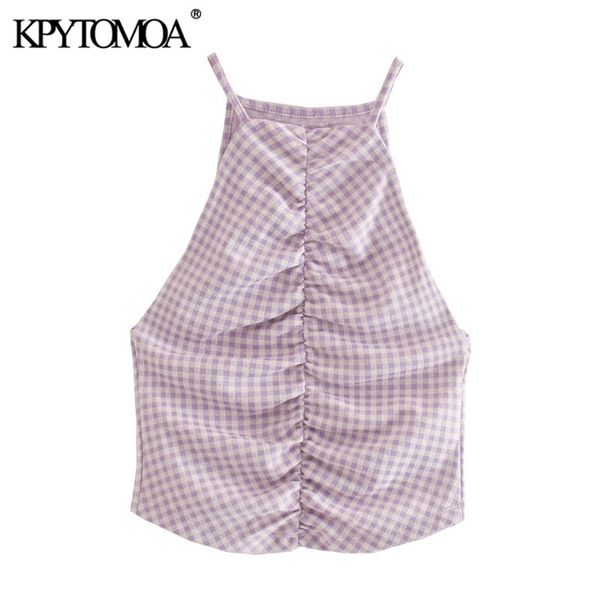 women fashion plaid pleated cropped blouses halter neck sleeveless female shirts blusas chic 210420, White
women fashion plaid pleated cropped blouses halter neck sleeveless female shirts blusas chic 210420, White