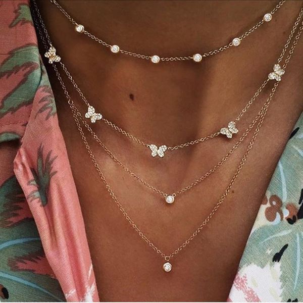 pendant necklaces trendy butterfly crystal necklace for women multilayer choker clavicle chain street fashion all-match jewelry girl gifts, Silver
pendant necklaces trendy butterfly crystal necklace for women multilayer choker clavicle chain street fashion all-match jewelry girl gifts, Silver