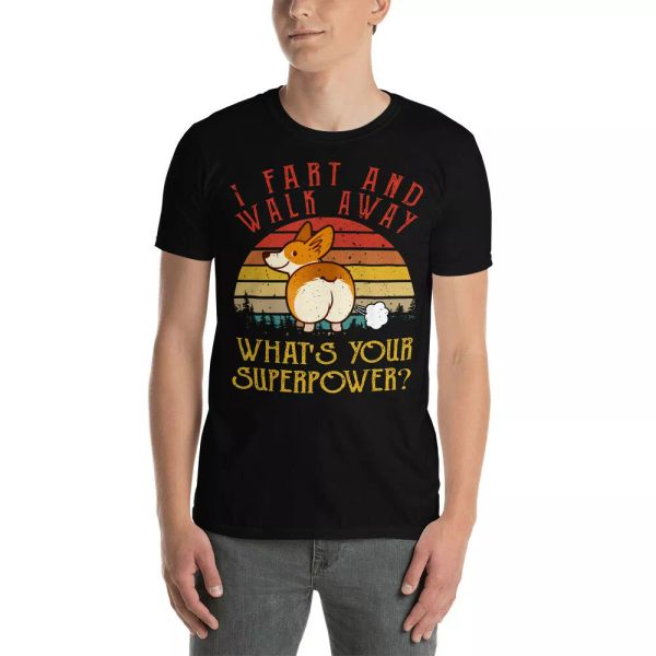 vintage retro i fart and walk away superpower funny fart joke corgi dog t-shirt, White;black
vintage retro i fart and walk away superpower funny fart joke corgi dog t-shirt, White;black