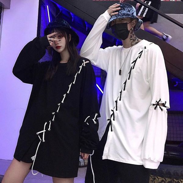 women's t-shirt 2021 autumn women vintage hip hop lace up long sleeve t shirt men's harajuku punk tshirts oversized tees for woma, White
women's t-shirt 2021 autumn women vintage hip hop lace up long sleeve t shirt men's harajuku punk tshirts oversized tees for woma, White