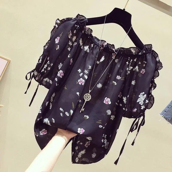 women's blouses & shirts one-shoulder blouse short-sleeved summer 2021 korean version of loose and sweet leaky shoulder floral chiffon, White
women's blouses & shirts one-shoulder blouse short-sleeved summer 2021 korean version of loose and sweet leaky shoulder floral chiffon, White