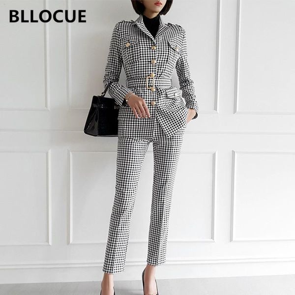 two piece dress bllocue fashion office ladies plaid 2 set spring retro long sleeve belted coat pencil pants casual ol business suits, White
two piece dress bllocue fashion office ladies plaid 2 set spring retro long sleeve belted coat pencil pants casual ol business suits, White